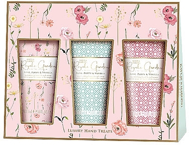 Set - Baylis & Harding Royale Garden Rose, Poppy & Vanilla Luxury Hand Treats Gift Set (h/cr/3x50ml) — photo N1