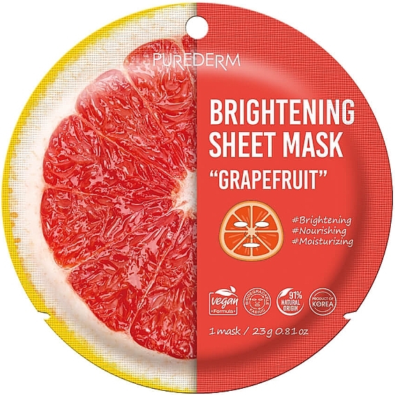 グレープフルーツ ブライトニング シートマスク - Purederm Brightening Sheet Mask — photo N1