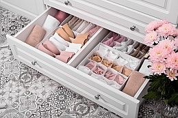 Storage Organiser with 6 Compartments 'Home', white 30x15x10 cm - MAKEUP Drawer Underwear Organizer White — photo N4