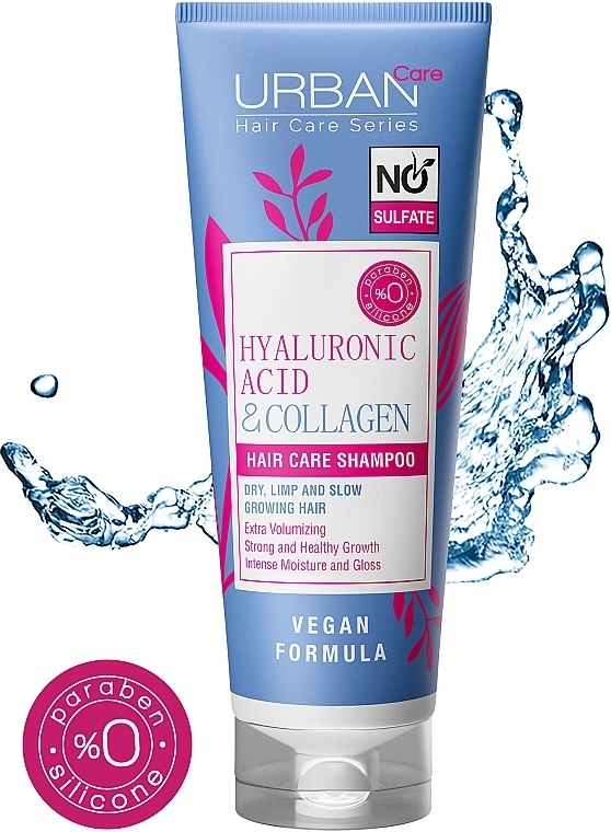 Hyaluronic Acid Shampoo - Urban Care Hyaluronic Acid & Collagen Extra Volumizing Strong & Healthy Growth Shampoo — photo N2