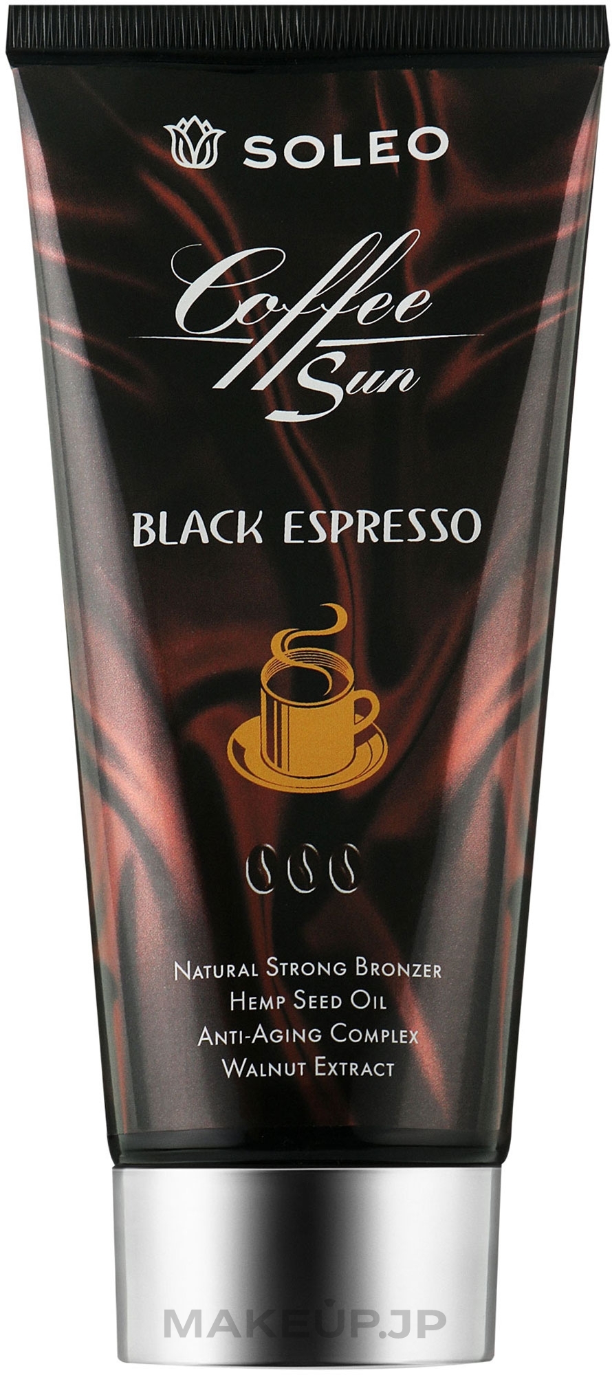 Dark Coffee Tanning Cream with Shea Butter & Anti-Aging Complex - Soleo Coffee Sun Black Espresso — photo 150 ml