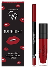 Lip Set - Golden Rose Matte LipKit Scarlet Red (lipstick/5.5 ml + lipliner/1.6g) — photo N1
