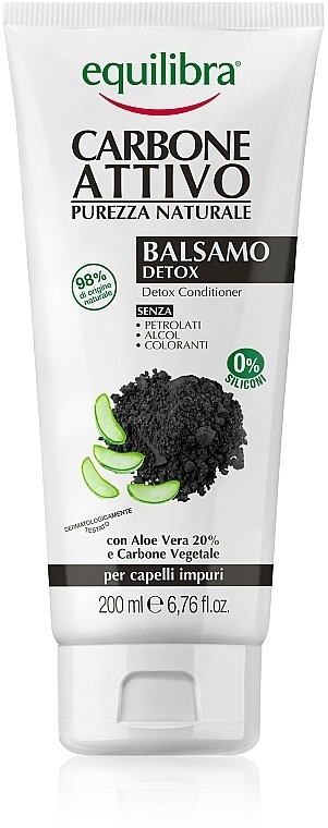 Activated Carbon Hair Conditioner - Equilibra Active Charcoal Detox Conditioner — photo N1