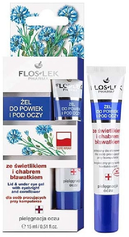 Lid and Under Anti-Aging Eye Gel with Eyebright and Cornflower - Floslek Lid And Under Eye Gel With Eyebright And Cornflower  — photo N4