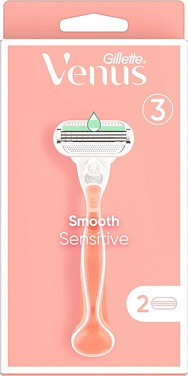 Pink Shaving Machine + 1 replaceable cassette - Gillette Venus Smooth Sensitive — photo N3