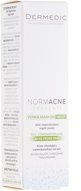 Anti-Imperfections Night Cream - Dermedic Normacne Preventi Anti-Imperfections Night Cream — photo N2