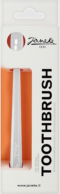 Medium Toothbrush, grey - Janeke Grey Pastel Toothbrush — photo N2