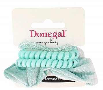 Hair Ties Set, FA-5833, 5 pcs, turquoise - Donegal — photo N1