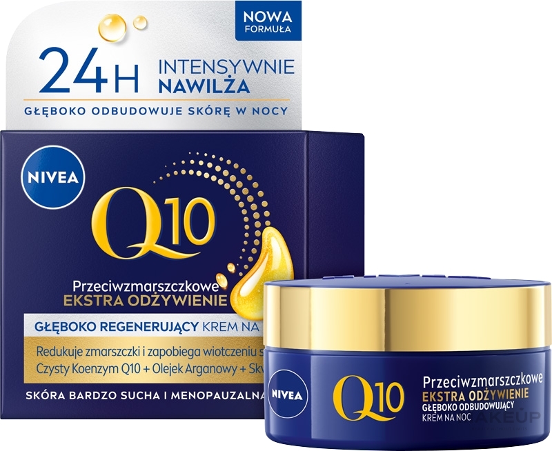 Anti-Wrinkle Night Cream for Dry Skin - Nivea Visage Q10 Power Extra SPF 15 — photo 50 ml