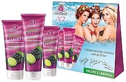 Fragrances, Perfumes, Cosmetics Set - Dermacol Aroma Ritual Grape & Lime (sh/gel/250ml + b/milk/200ml + h/cr/100ml)