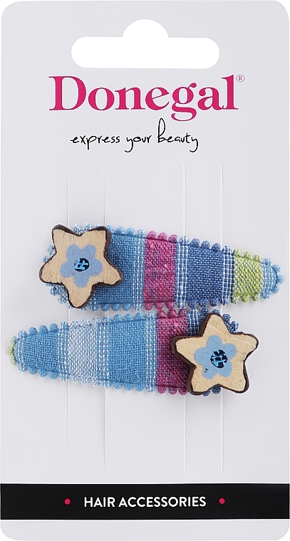 Hair Clips FA-5622, blue with stars - Donegal — photo N1