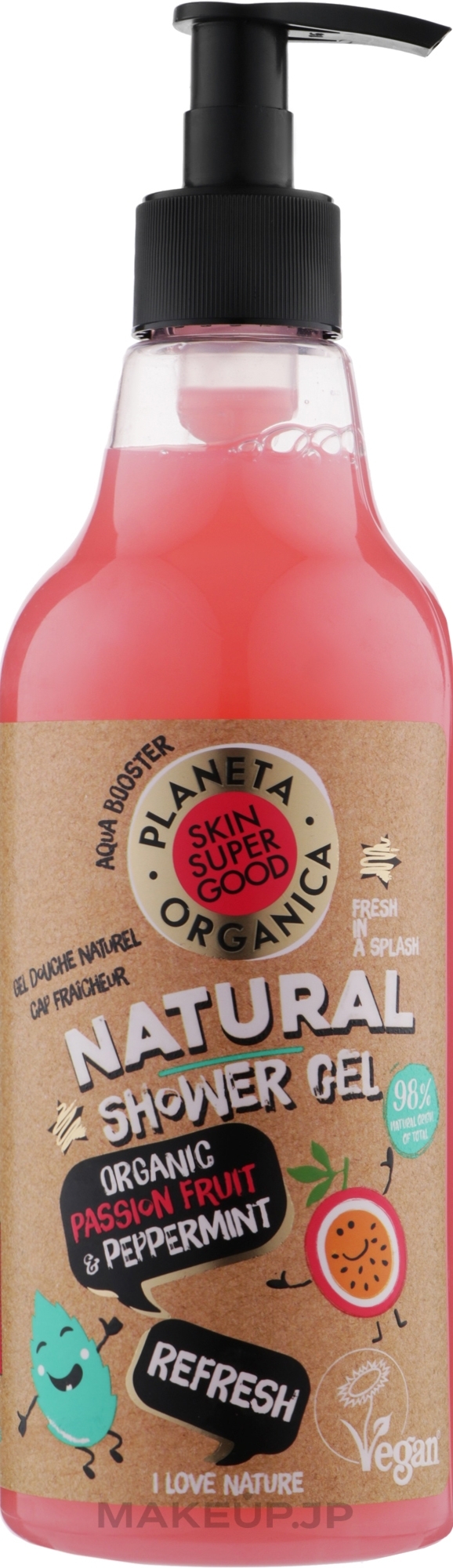 Shower Gel - Planeta Organica Skin Super Food Refresh Shower Gel with Organic Passion Fruit & Peppermint — photo 500 ml