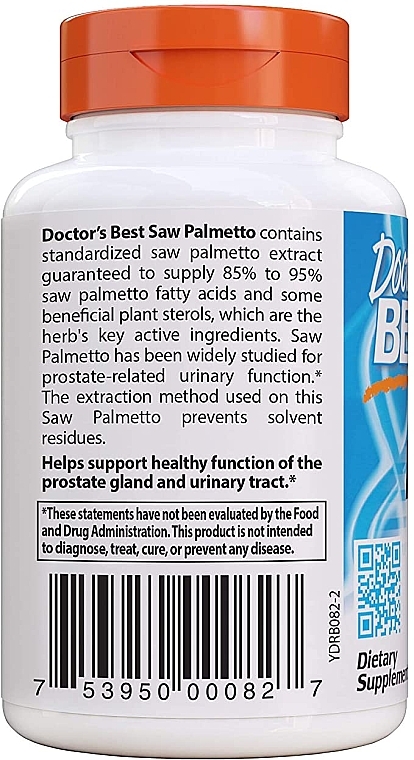 Saw Palmetto Standardized Extract with Euromed, 320 mg, softgels - Doctor's Best — photo N3