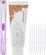 Fragrances, Perfumes, Cosmetics Set "Coffee & Tea Drinkers", white & pink toothbrush - White Glo Coffee & Tea Drinkers Formula Whitening Toothpaste (toothpaste/100ml + toothbrush)