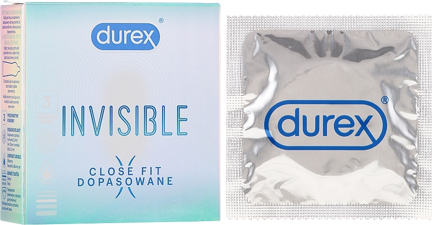 Condoms, 3 pcs - Durex Invisible Close Fit — photo N1