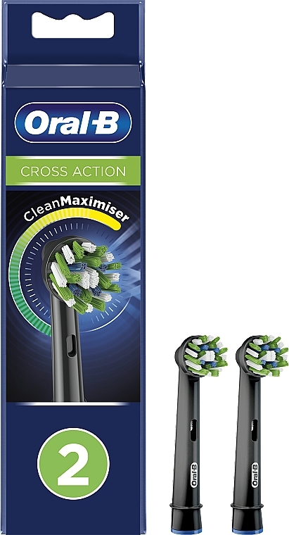 Electric Toobrush Head, 2 pcs - Oral-B Cross Action Black Power Toothbrush Refill Heads — photo N1