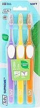 Toothbrush Set, purple+yellow+orange - Tepe Supreme Soft  — photo N1