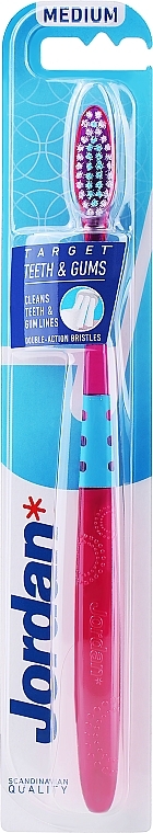 Target Medium Toothbrush, pink, bubbles - Jordan Target Teeth & Gums Medium — photo N1