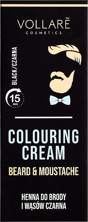 Moustache & Beard Color, black - Vollare Colouring Cream Beard & Moustache Black — photo N1