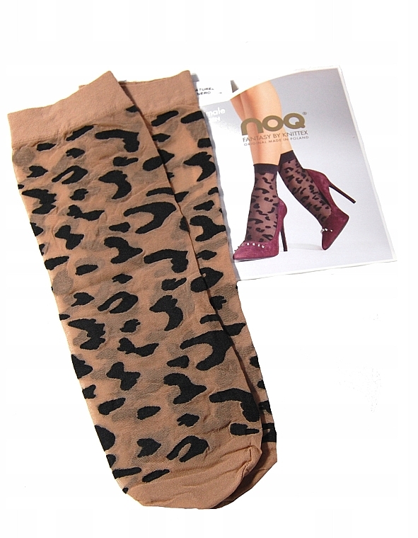 Women Socks with Pattern 'Animale', 20 Den, naturel/nero - Knittex — photo N1
