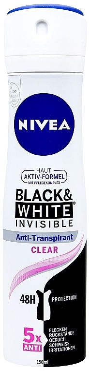 Deodorant Antiperspirant Spray 'Invisible Protection for Black & White' - NIVEA Black & White Invisible Clear — photo N1