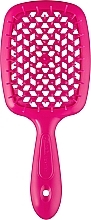 Hair Brush with Soft & Pointed Comb "Silicone Line", pink - Janeke — photo N1