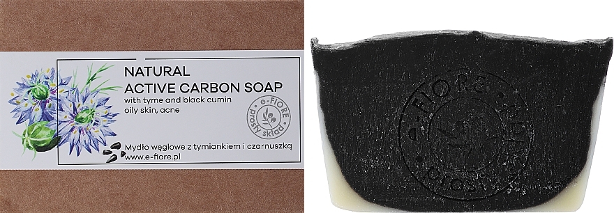 Natural Soap with Activated Charcoal, Thyme & Black Cumin Oil - E-Fiore Natural Charcoal Soap With Thyme And Black Cumin — photo N24