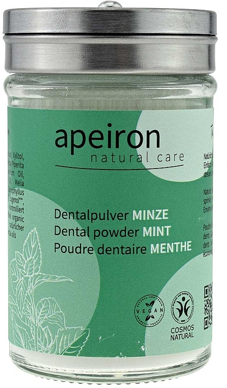 Mint Dental Powder, fluoride free - Apeiron Dental Powder Mint — photo N1