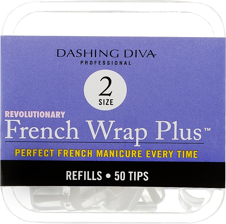 Narrow Nail Tips "French Smile+" - Dashing Diva French Wrap Plus White 50 Tips (Size 2) — photo N4