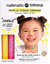 Fragrances, Perfumes, Cosmetics Temporary Tattoo Set - Nailmatic Tattoopen Duo Set Jungle (pen/2x2.5g + kards/4pcs)