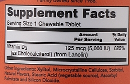 Chewable Vitamin D3 with Natural Mint Flavor - Now Foods Now Foods Chewable Vitamin D-3 Natural Mint Flavor 5000 IU — photo N2