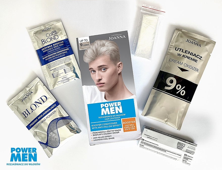 Hair Lightener, up to 9 tones - Joanna Power Men Hair Lightener Booster Conditioner With Anti-Yellow Effect — photo N4