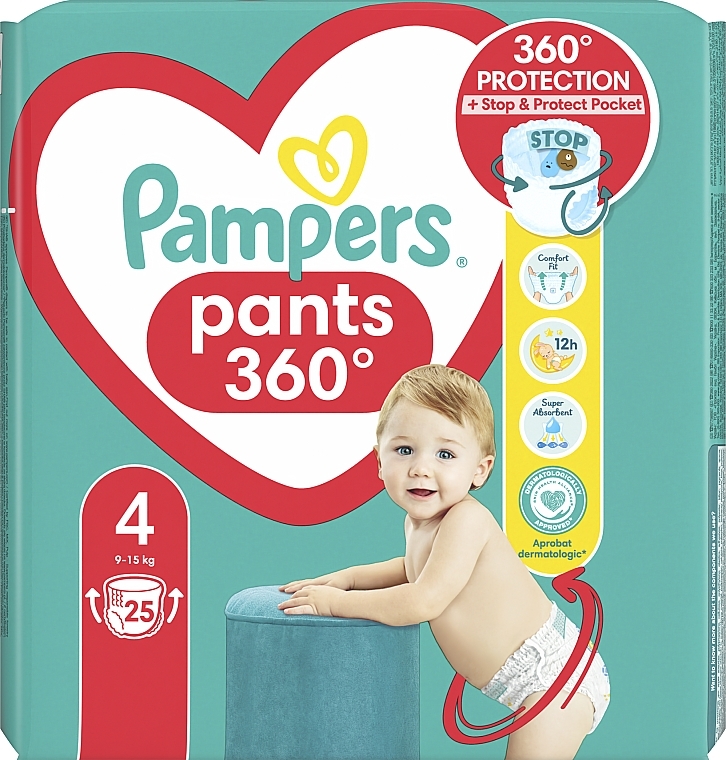 Diaper Pants, size 4, 9-15 kg, 25 pcs - Pampers — photo N9