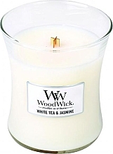 Scented Candle in Glass - WoodWick Hourglass Candle White Tea & Jasmine — photo N1