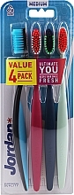 Toothbrush, 4 pcs., medium, black/blue + dark blue + red + mint - Jordan Ultimate You — photo N1