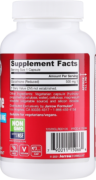 Dietary Supplement - Jarrow Formulas Glutathione Reduced 500mg — photo N2