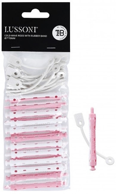 Hair Curlers O7x70 mm, pink - Lussoni Cold-Wave Rods With Rubber Band — photo N4