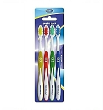 Fragrances, Perfumes, Cosmetics Mattes (4 pcs) - Toothbrush Set Rebi-Dental M458, medium hardness, white+yellow+green+blue