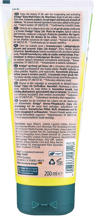 Lemon Shower Gel "Sensual Delight" - Kneipp Body Wash Enjoy Life Lemon — photo N2