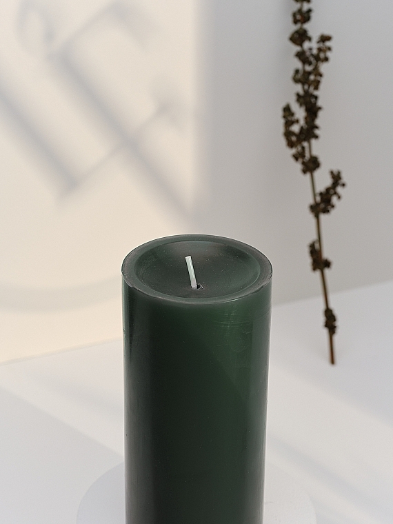 Cylinder Candle, diameter 7 cm, height 15 cm - Bougies La Francaise Cylindre Candle Green — photo N3