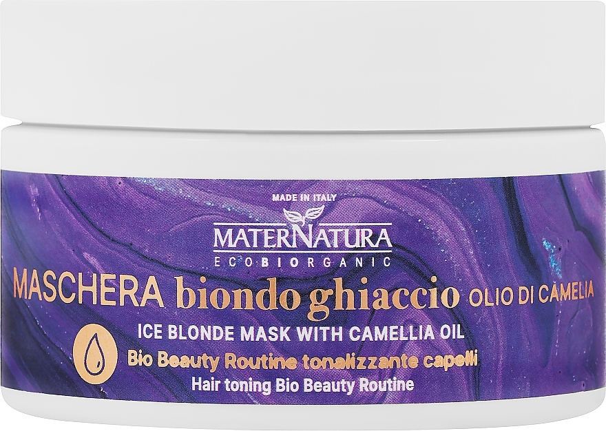 椿オイル配合のブロンドヘア用トーニングマスク - MaterNatura Toning Mask Blonde Hair Ice Camellia Oil — photo N2