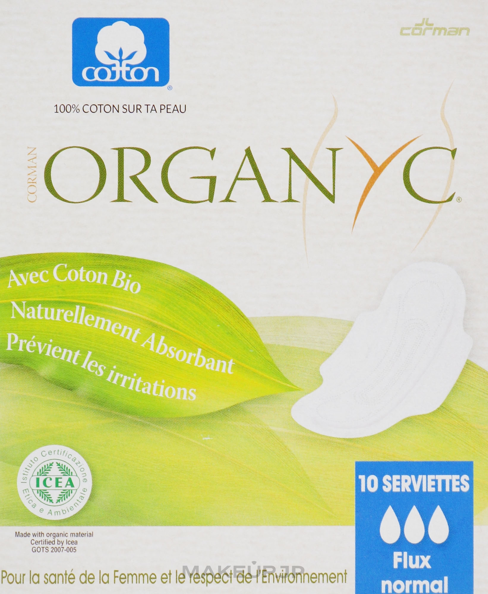 Sanitary Pads with Wings, 10 pcs - Corman Organyc Wings Moderate Flow — photo 10 szt.