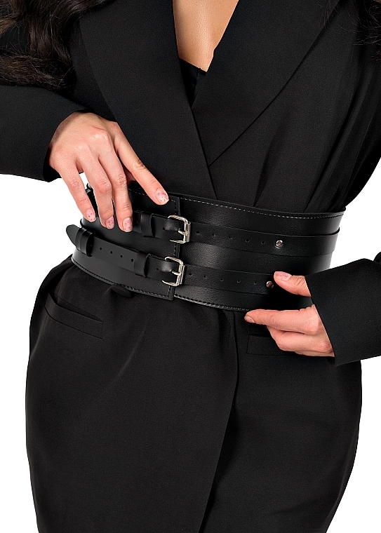 Eco-Leather Belt 'Play Grey', black - MAKEUP Women's PU Leather Belt (1pc) — photo N5