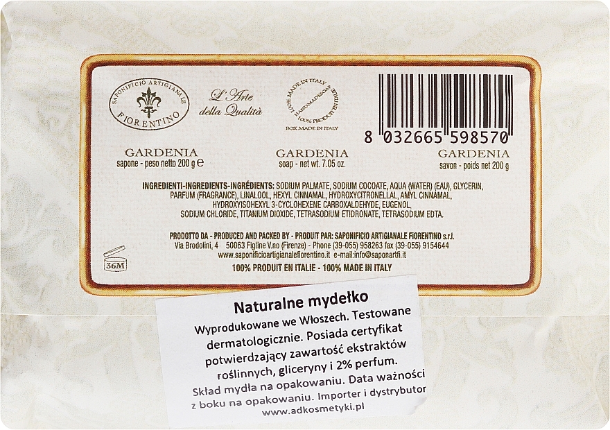 Toilet Soap "Gardenia" - Saponificio Artigianale Fiorentino Gardenia — photo N2