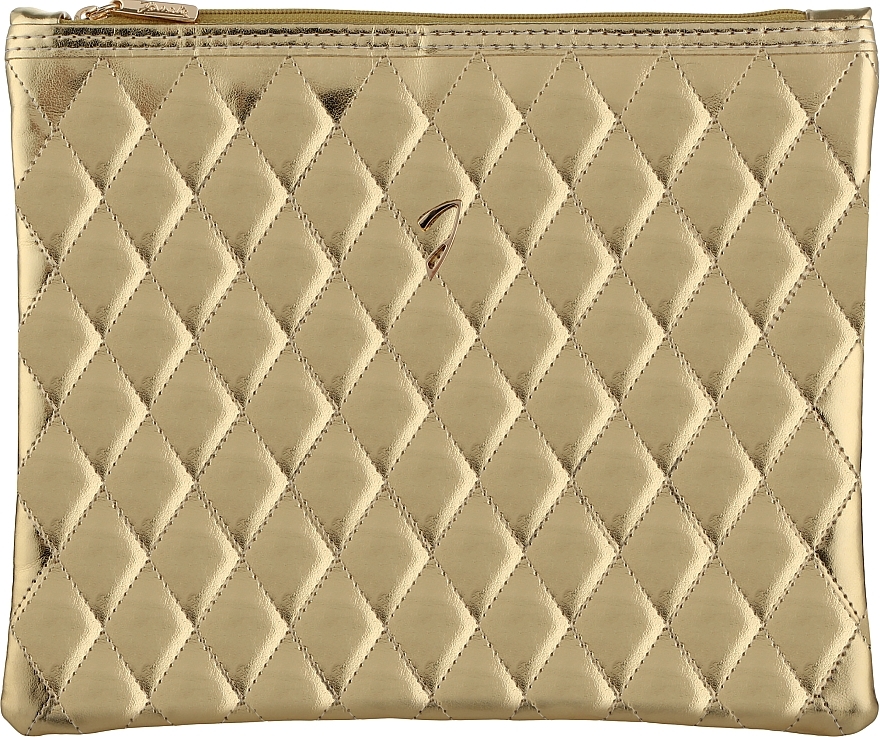 Large Quilted Makeup Bag, gold - Janeke Golden Quilted Pouch — photo N1