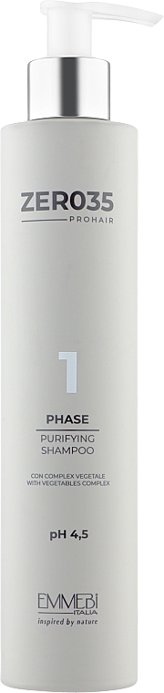 Sulphate-Free Shampoo for Colored Hair Phase 1 - Emmebi Italia Zer035 Pro Hair Purifying Shampoo — photo N1