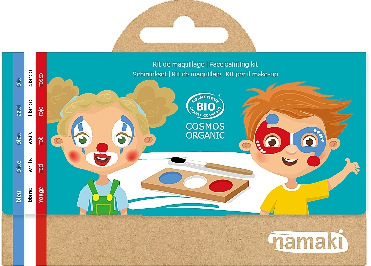 Kids Face Painting Kit - Namaki Clown & Harlequin Face Painting Kit (f/paint/7,5g + brush/1pc + acc/2pcs) — photo N4