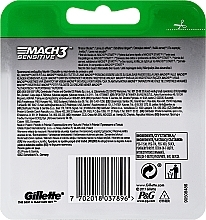 Shaving Razor Refills, 4 pcs. - Gillette Mach3 Sensitive — photo N2