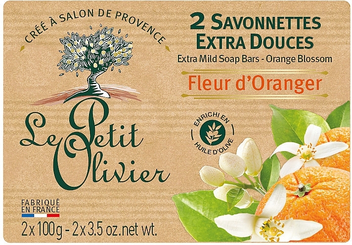Extra Mild Orange Blossom Soap Bars - Le Petit Olivier 2 extra mild soap bars Orange blossom — photo N1