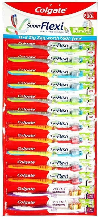 Toothbrush Set, 13 pcs - Colgate Super Flexi — photo N3